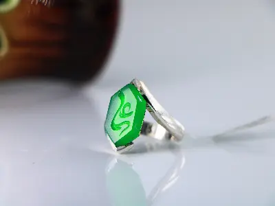 انگشتر نقره مردانه عقیق سبز خراسانی