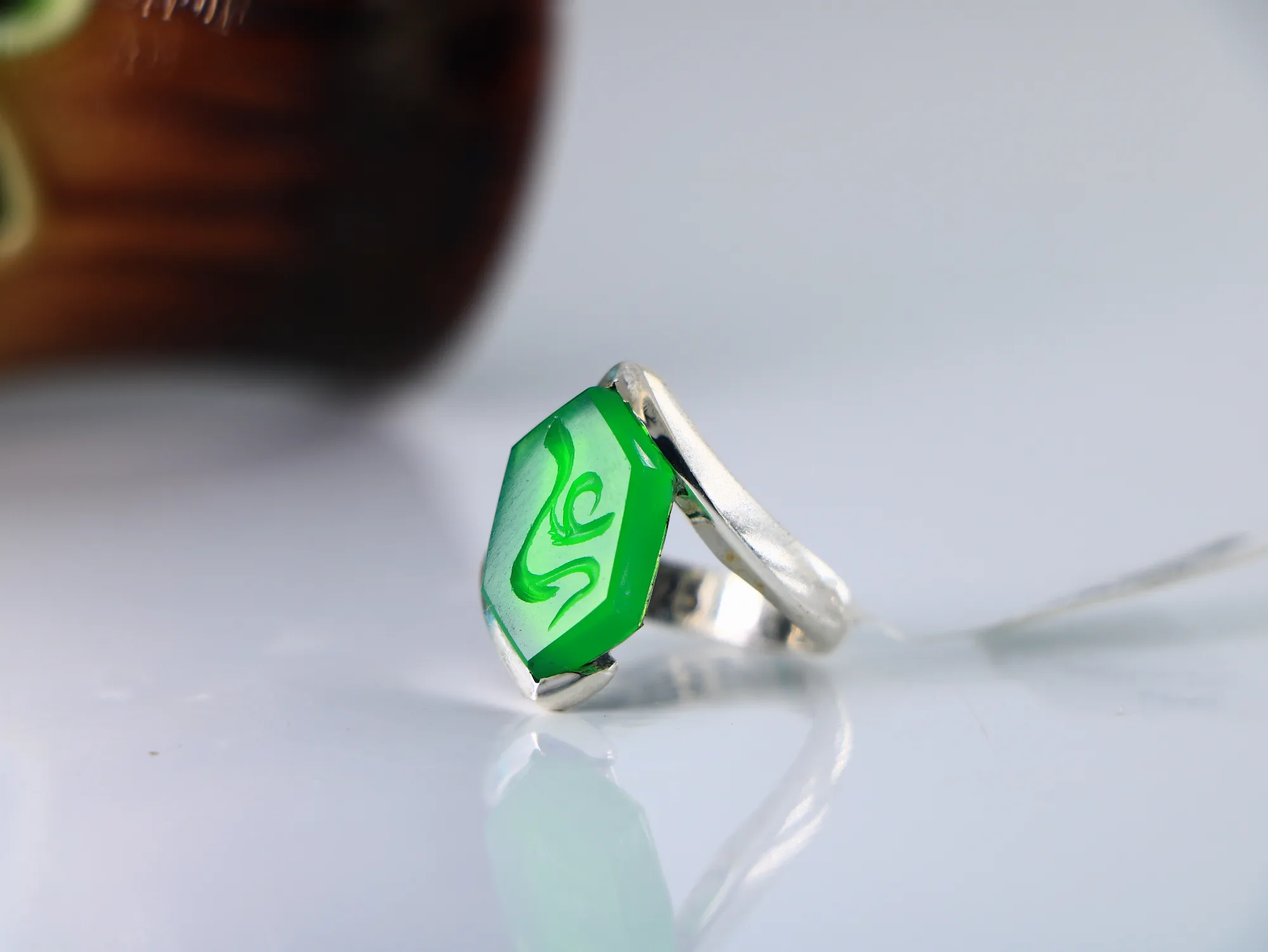 انگشتر نقره مردانه عقیق سبز خراسانی