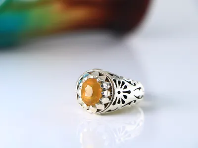 انگشتر نقره مردانه یاقوت زرد