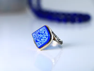 انگشتر نقره مردانه نقطه پیچ عقیق آبی خراسانی