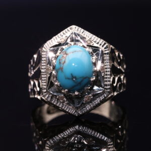 انگشتر مردانه نقره فیروزه نیشابوری کد 12022