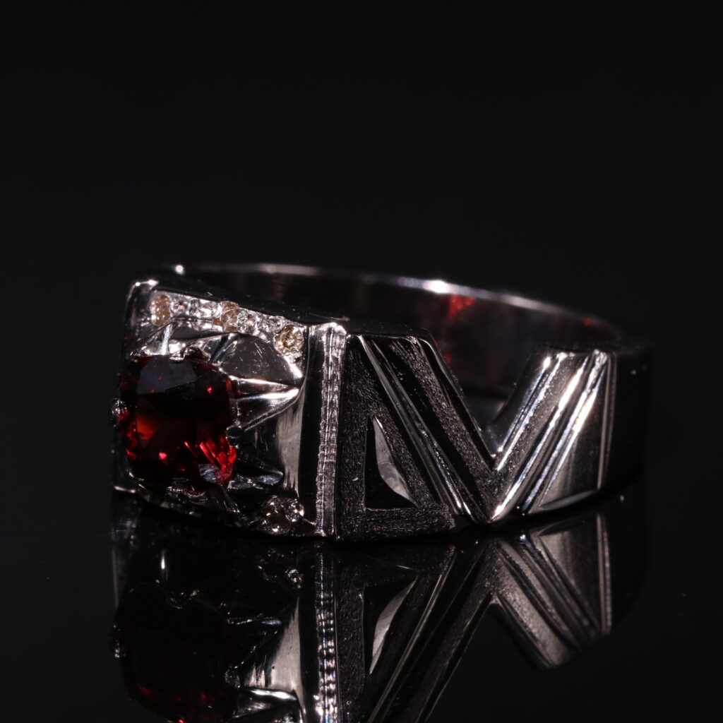 انگشتر نقره گارنت کد 12467 — تصویر ۲