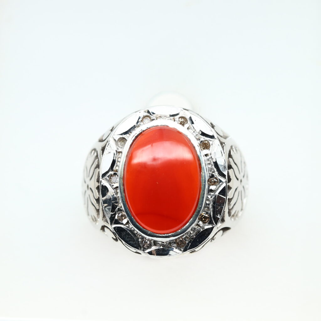 انگشتر مردانه نقره عقیق یمنی قرمز کد 12928
