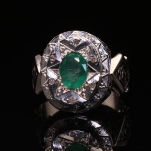 انگشتر مردانه نقره زمرد زامبیا کد 11508